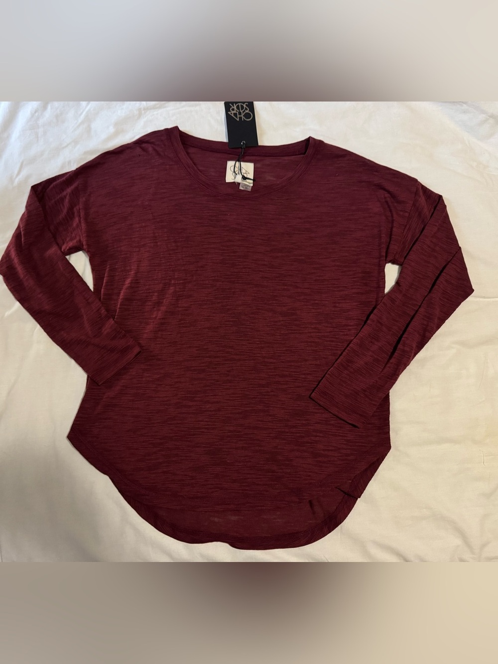 Chaser Burnout Longsleeve Top Maroon Size Small -NWT